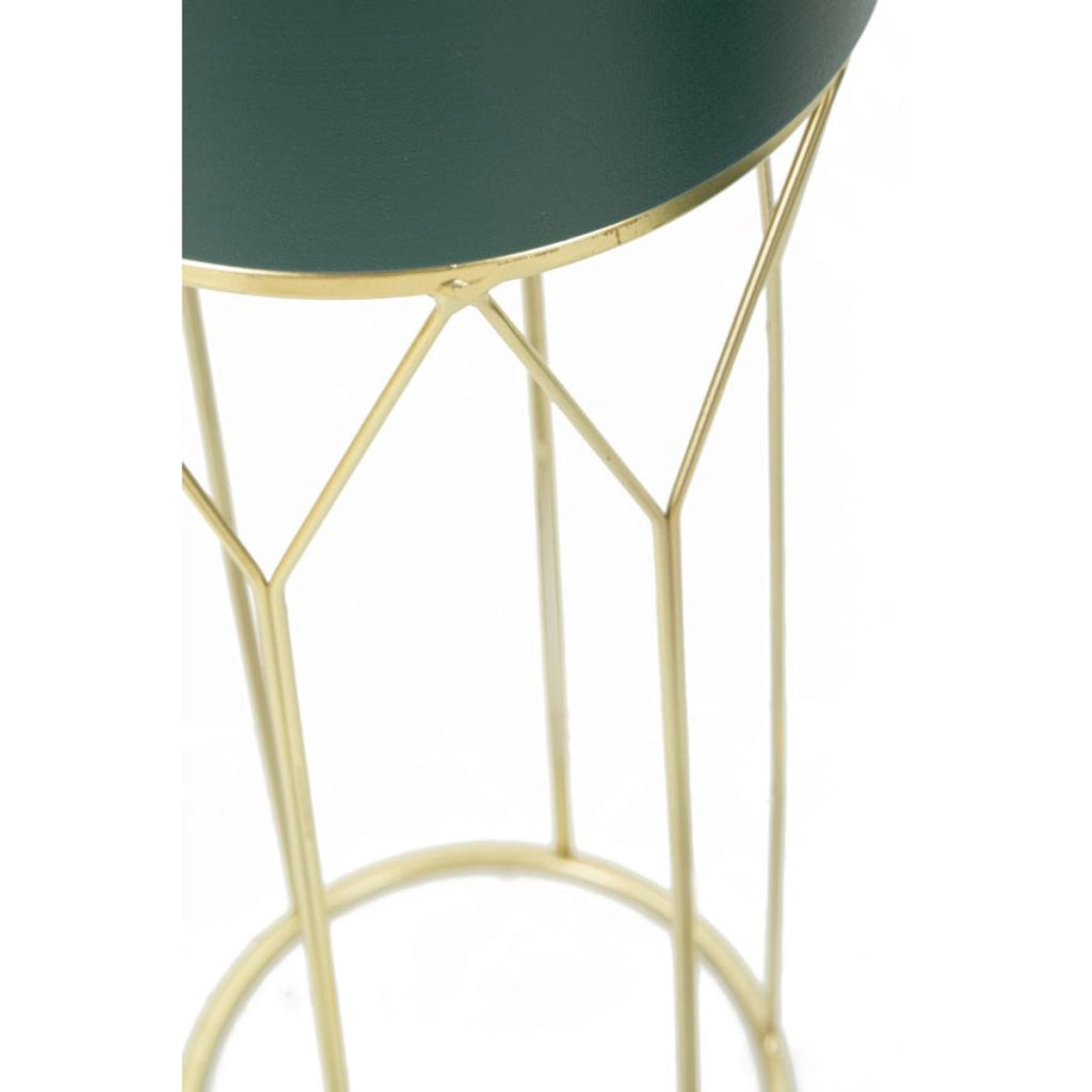 Set di 2 Vasi per Piante VKH391, Verde, Metallo, 23x23x70 cm