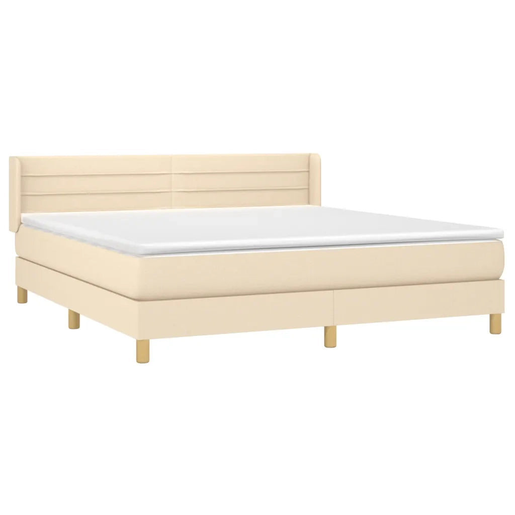 Giroletto a Molle con Materasso Crema 160x200 cm in Tessuto