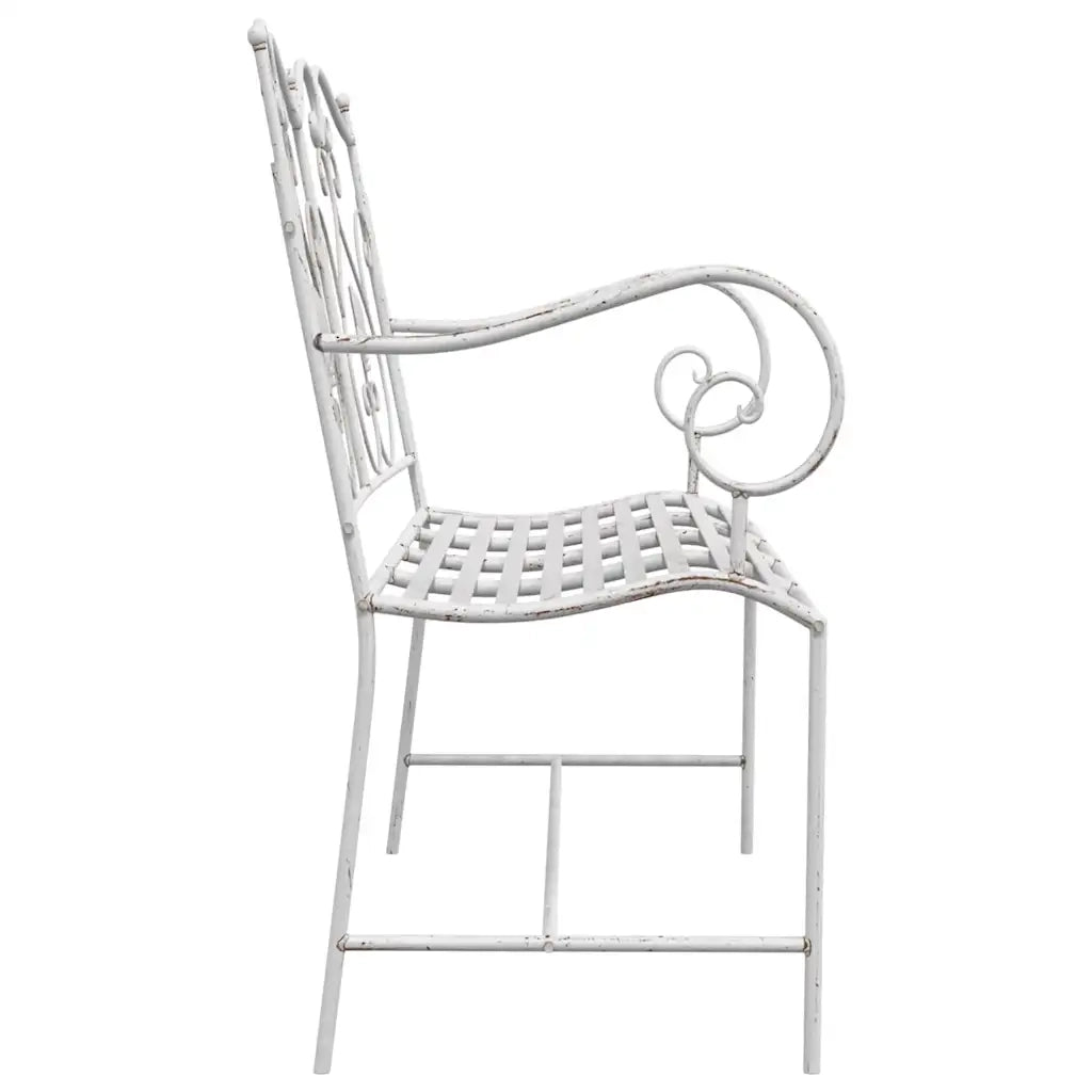Panchina da giardino Bianco Antico 104 x 54 x 93 cm Acciaio 42008112