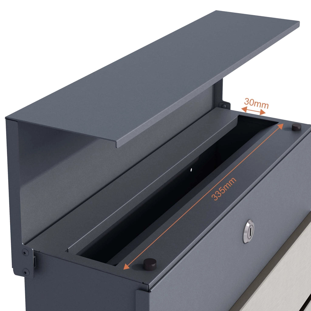 Toboli Cassetta postale con porta giornale, antracite e acciaio inox V64 montaggio a parete