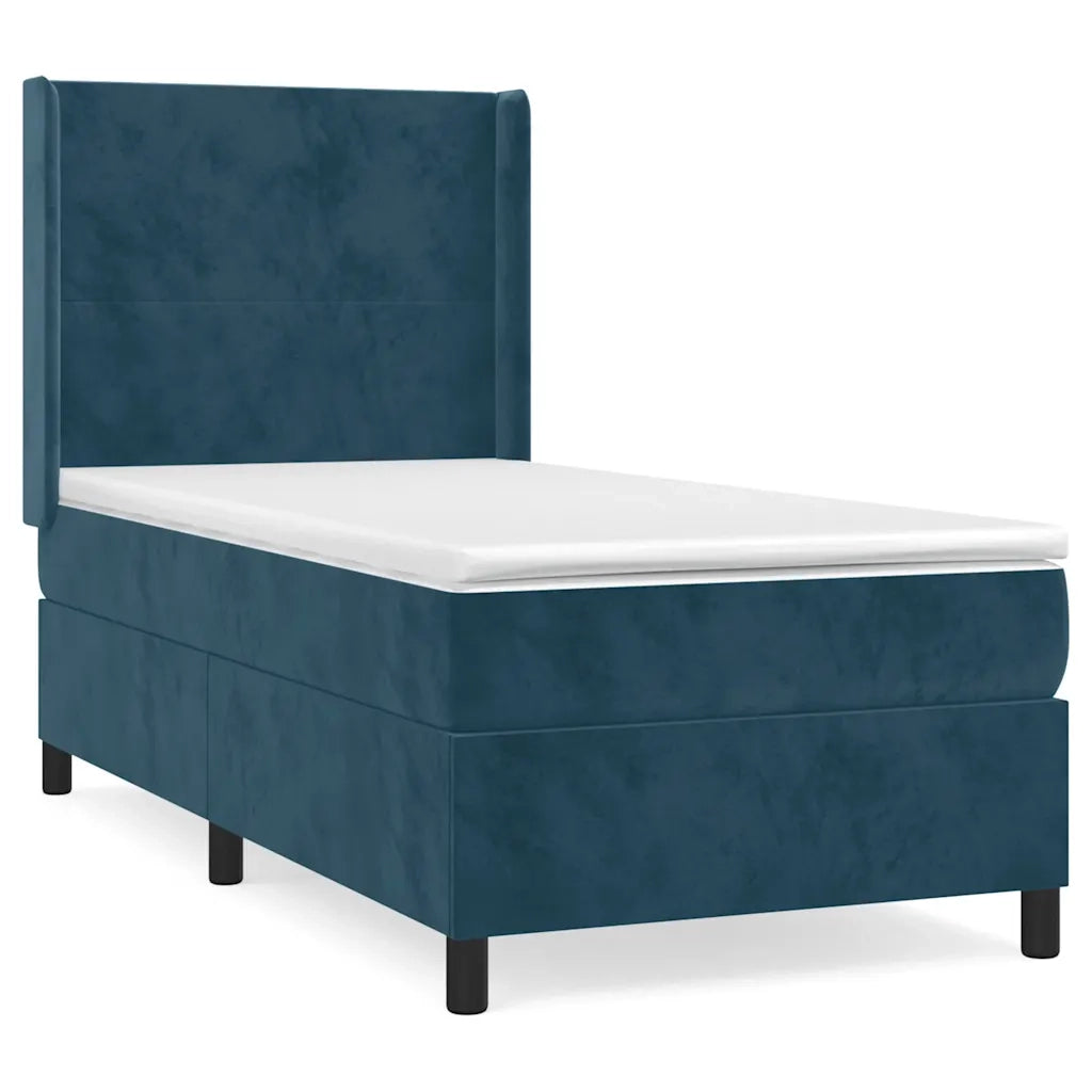 Giroletto a Molle con Materasso Blu Scuro 80x200 cm in Velluto 3132529