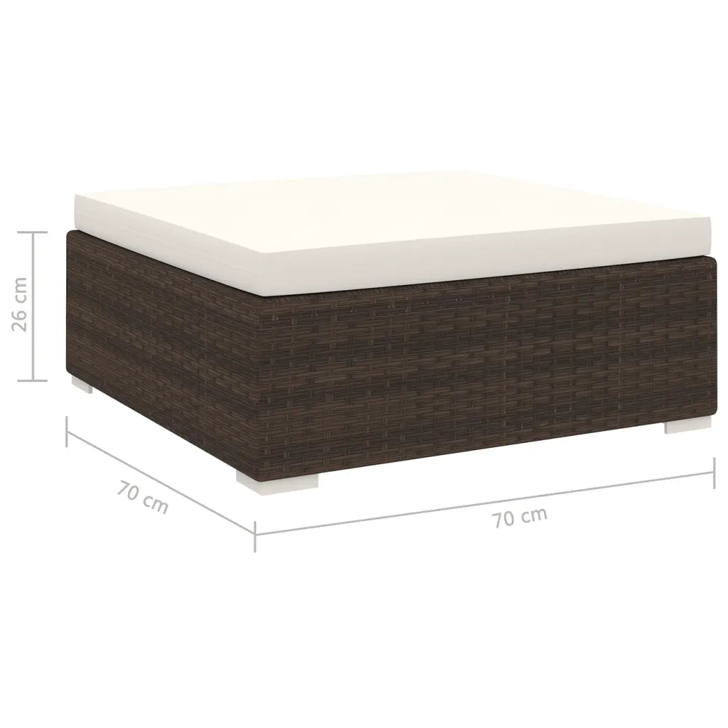 Poggiapiedi Modulare 1 pz con Cuscino in Polyrattan Marrone 46801