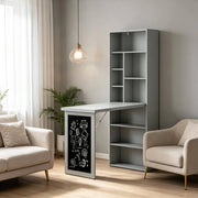 Scrivania pieghevole con libreria e lavagna nero/grigio scuro