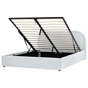 Letto matrimoniale EU Azzurro Tessuto  di ciniglia 160 x 200 cm Struttura imbottita con contenitore