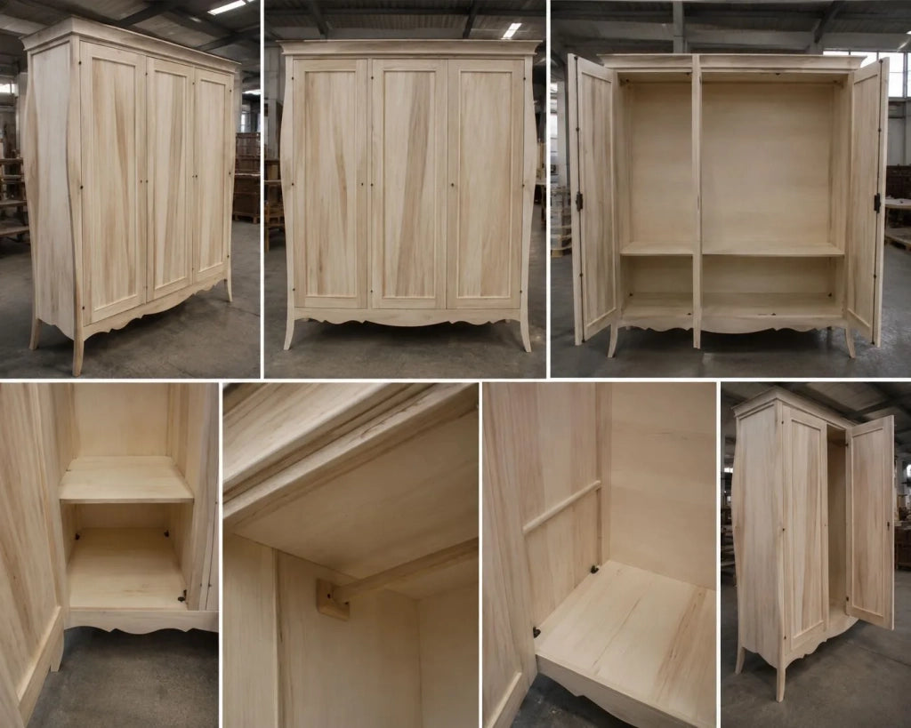 Armadio in legno sagomato 3 porte grezzo  l.182 p.64 h.212 (492) - Mobili 2G