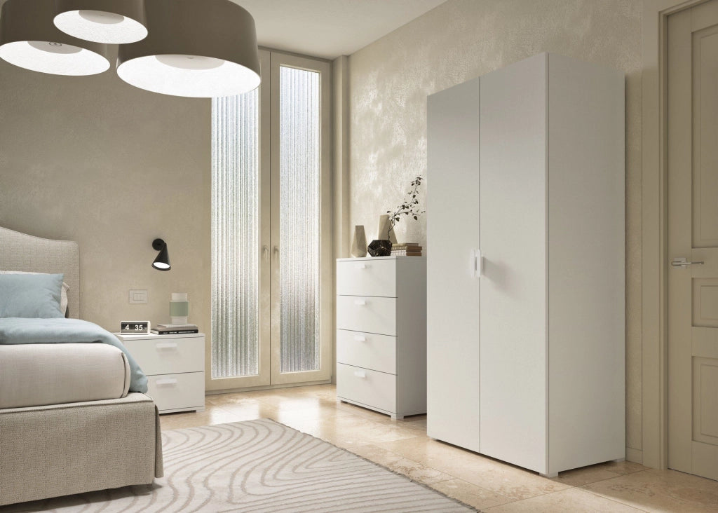 Armadio Camera da Letto Nigella, Guardaroba 2 Ante Appendiabiti Made in Italy, 52.00x180.00h cm Bianco