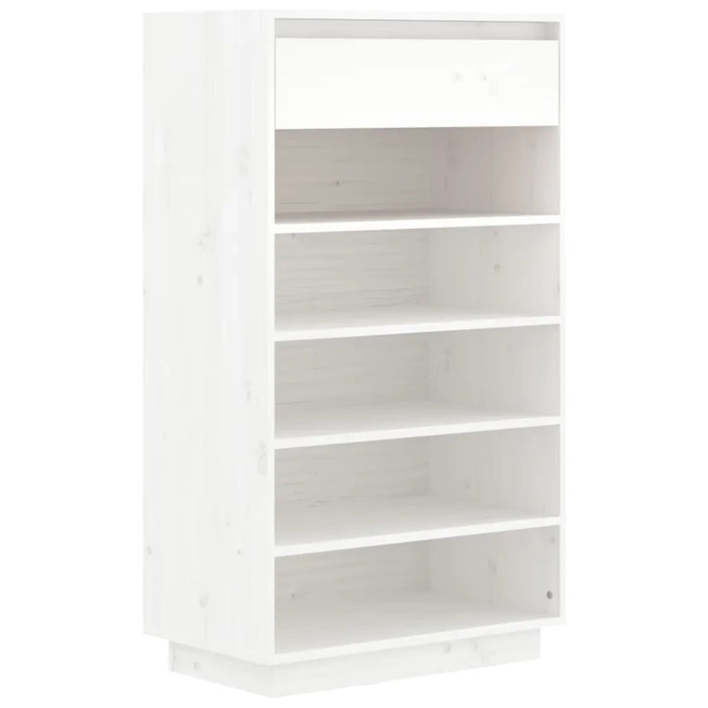 Scarpiera Bianca 60x34x105 cm in Legno Massello di Pino 813551