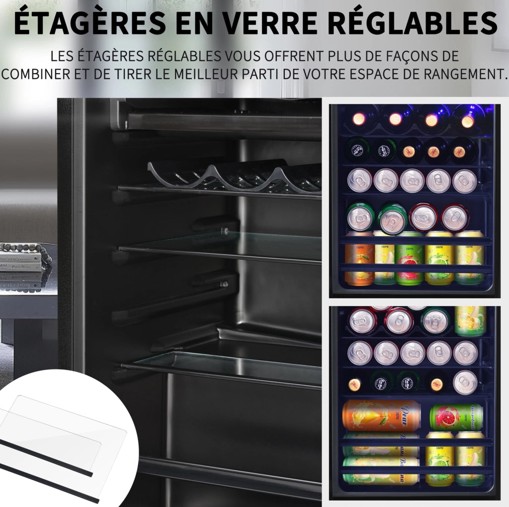 Mini frigorifero 76 L con congelatore 6 L; LED e 4 ripiani regolabili; nero