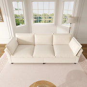 SOFA 3 posti 220x81x87 cm in Chenille Beige con 2 cuscini