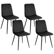 Set di 4 sedie da pranzo in velluto per la sala da pranzo gambe in ferro nero stile elegante