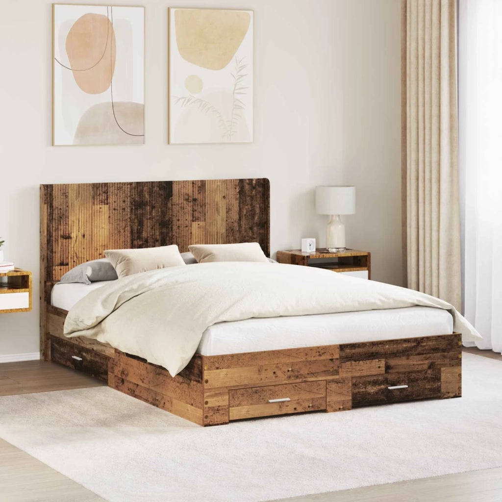 Struttura del letto con stoccaggio e testata Legno antico 3414139