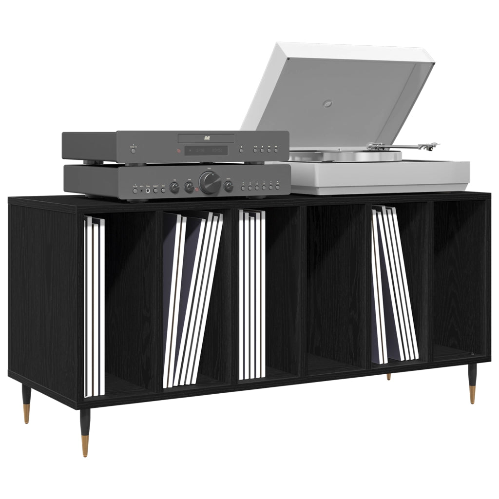 Armadio per dischi  Nero Rovere 100x38x48 cm Legno ingegnerizzato