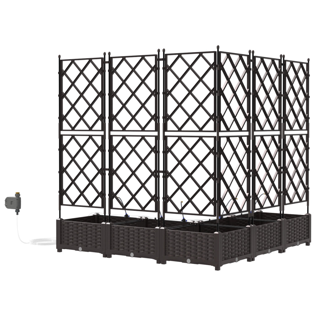 Vasi da Giardino con Sistema di Irrigazione 5 pz Marrone