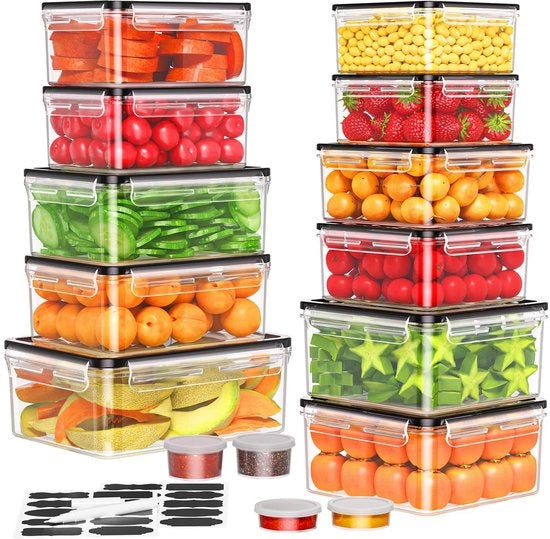 Contenitori per alimenti con coperchi, scatola di conservazione da 30 pezzi (15 contenitori + 15 coperchi), set di contenitori per alimenti impermeabili per la cucina, BPA libero, scatole per la preparazione delle pietanze