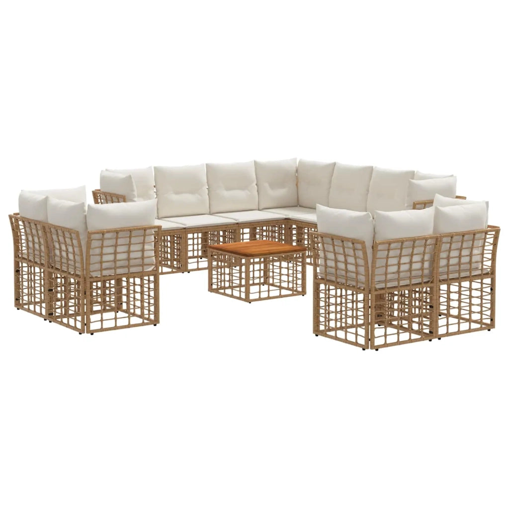 Set di divani da esterno 12 pcs Naturale e Bianco Crema