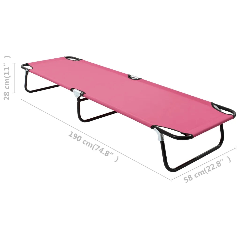 Lettino Prendisole Pieghevole in Acciaio Rosa 310349
