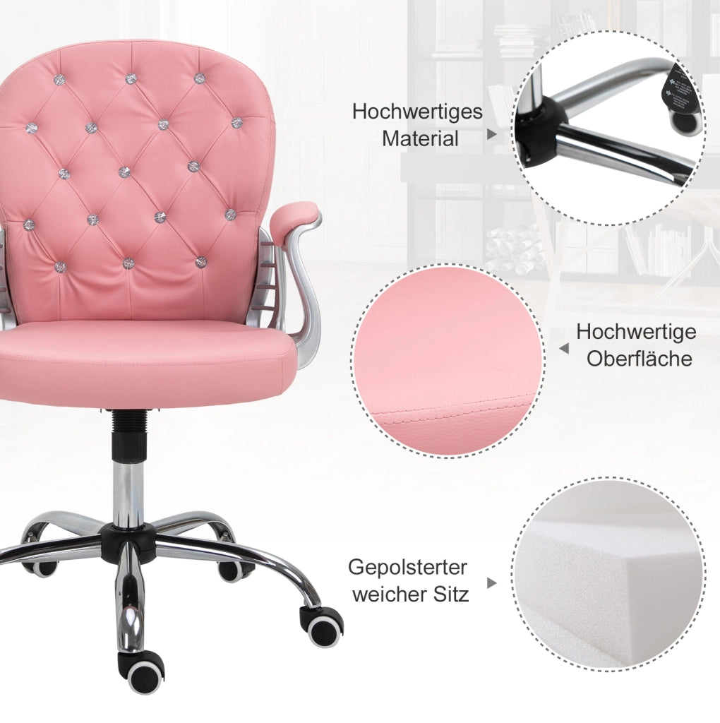 Sedia da ufficio ergonomica rosa in Bonded Leather