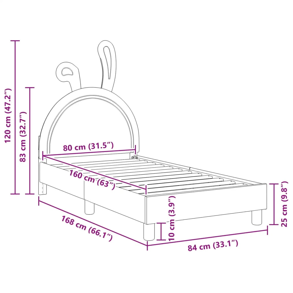 Struttura letto bambini con testata Rosa 80 x 160 cm PU 42011194
