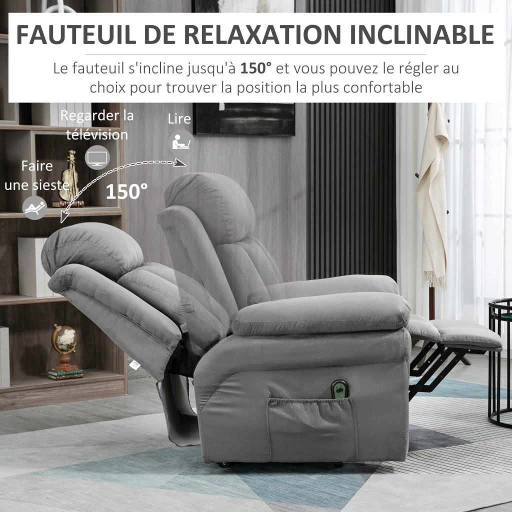 Poltrona relax elettrica alzapersona reclinabile con poggiapiedi ¨C Xylo ¨C grigio