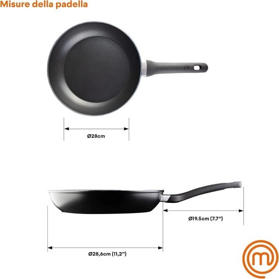 Padella antiaderente da 24cm per fuochi a induzione, gas, halogen, ceramiche, resistente alla trazione, lavabile in lavastoviglie