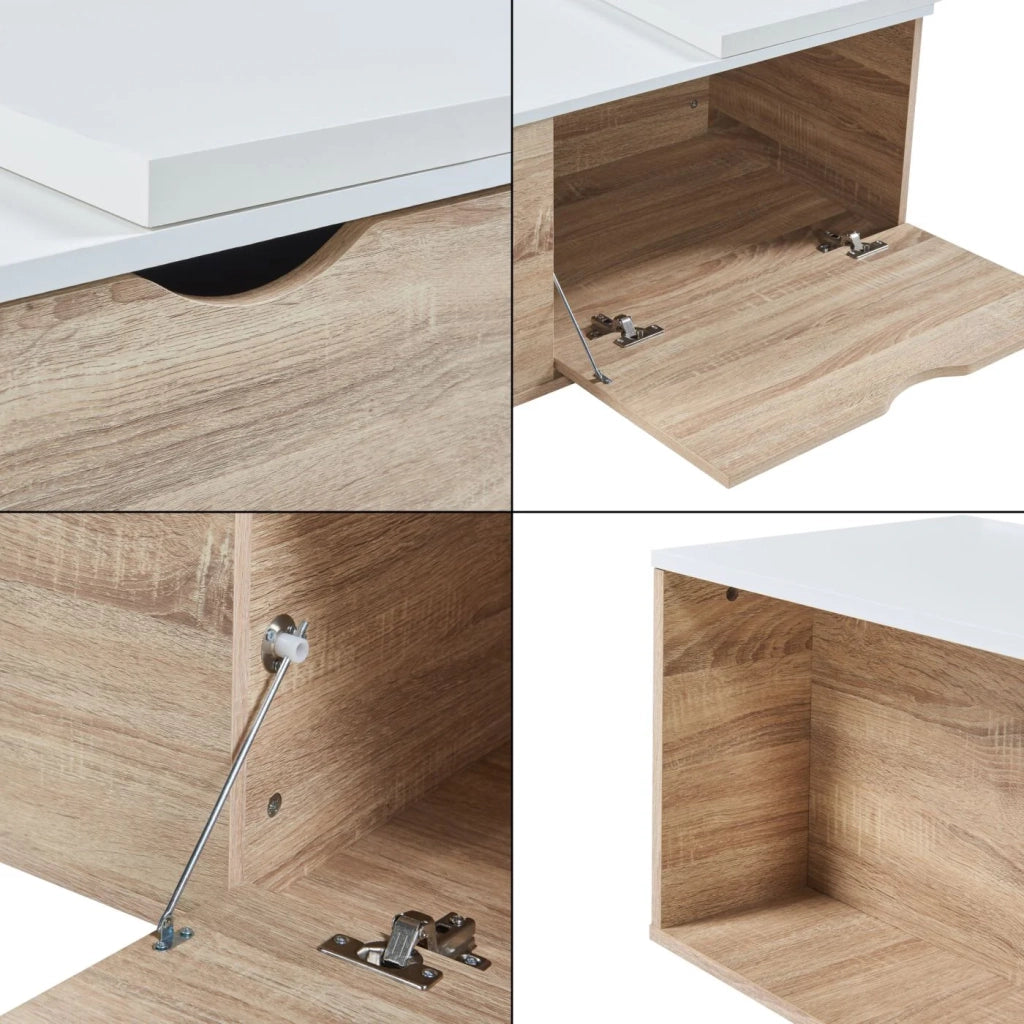 Tavolino laterale 100 x 48 x 40 cm effetto legno bianco 03_0010983