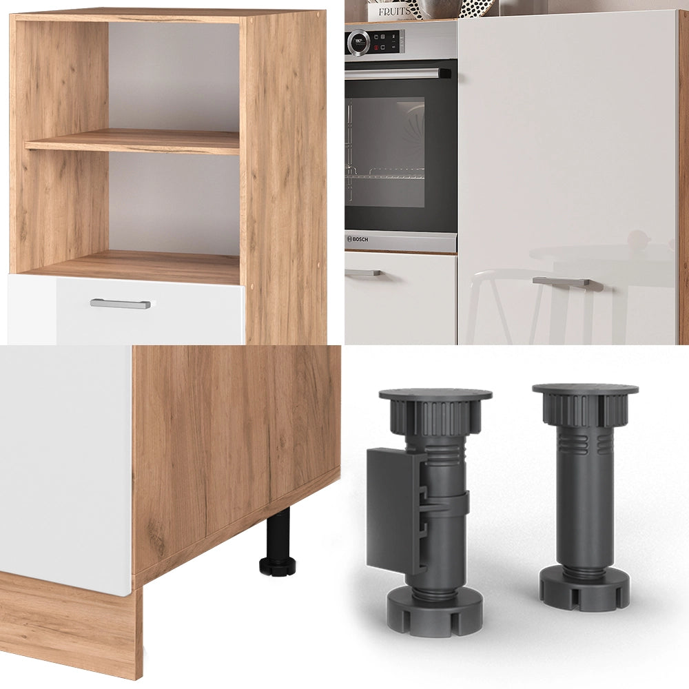 Cucine componibili piccole R-Line Bianco lucido/Rovere dorato 180 cm senza piano di lavoro Vicco