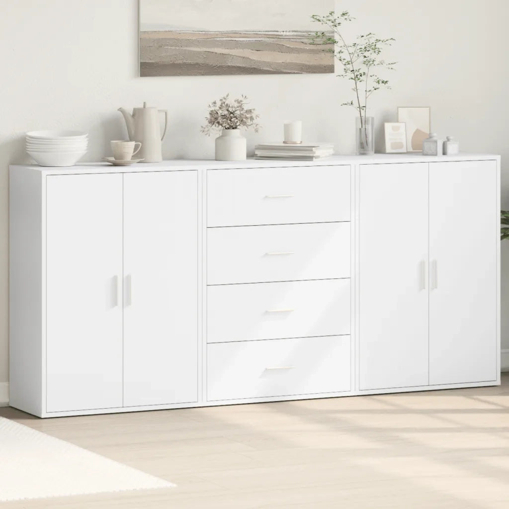 Credenze 3 pz | Madia | Buffet da pranzo | Armadio da pranzo Bianche 60x31x84 cm in Legno Multistrato