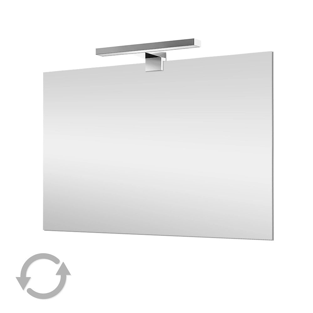 Specchio bagno 60x70 cm reversibile con lampada a luce LED fredda