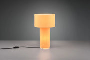 BALE LAMPADA DA TAVOLO BASE ILLUMINATA E PARALUME TESSUTO GIALLO H. 40CM 2 LUCI ATTACO E27