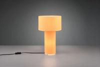 BALE LAMPADA DA TAVOLO BASE ILLUMINATA E PARALUME TESSUTO GIALLO H. 40CM 2 LUCI ATTACO E27