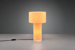 BALE LAMPADA DA TAVOLO BASE ILLUMINATA E PARALUME TESSUTO GIALLO H. 40CM 2 LUCI ATTACO E27