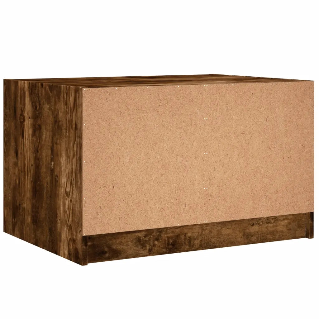 Tavolino da Salotto con Ante in Vetro-Tavolino da soggiorno Rovere Fumo 68x50x42 cm