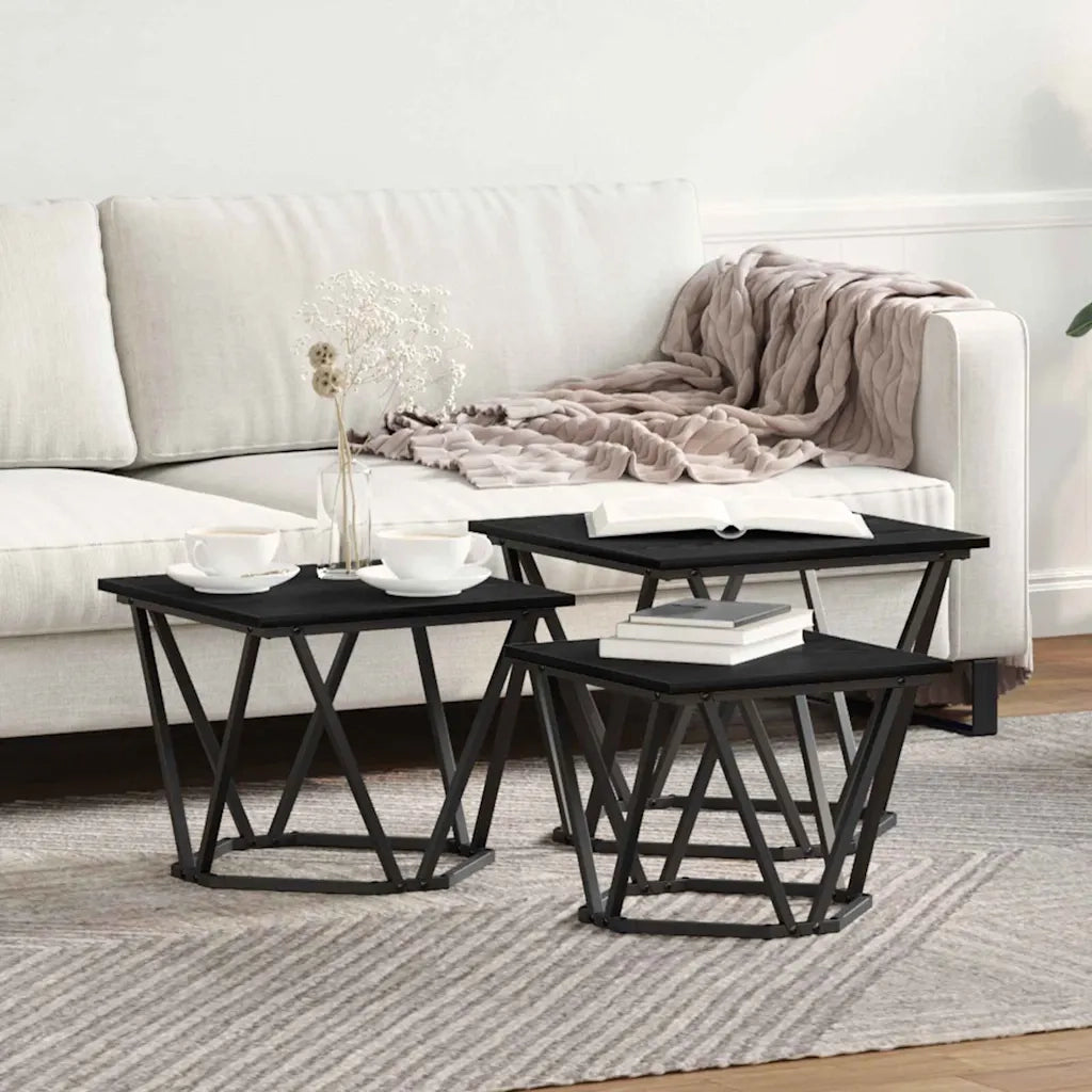 Tavolino da salotto 3 pcs Rovere Nero 868279