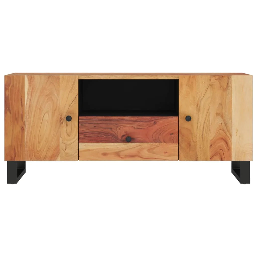 Mobile TV multimediale mensola per TV credenza per TV sala da pranzo soggiorno camera da letto 105 x 33,5 x 46 cm legno massello e ingegnerizzato di acacia marrone 02_0025680