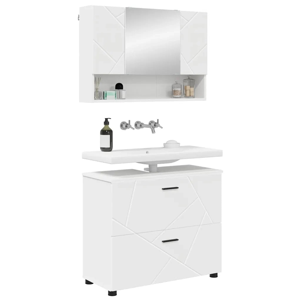 Set di mobili per il bagno con cassetto con porta 2 pcs Bianco 3393013