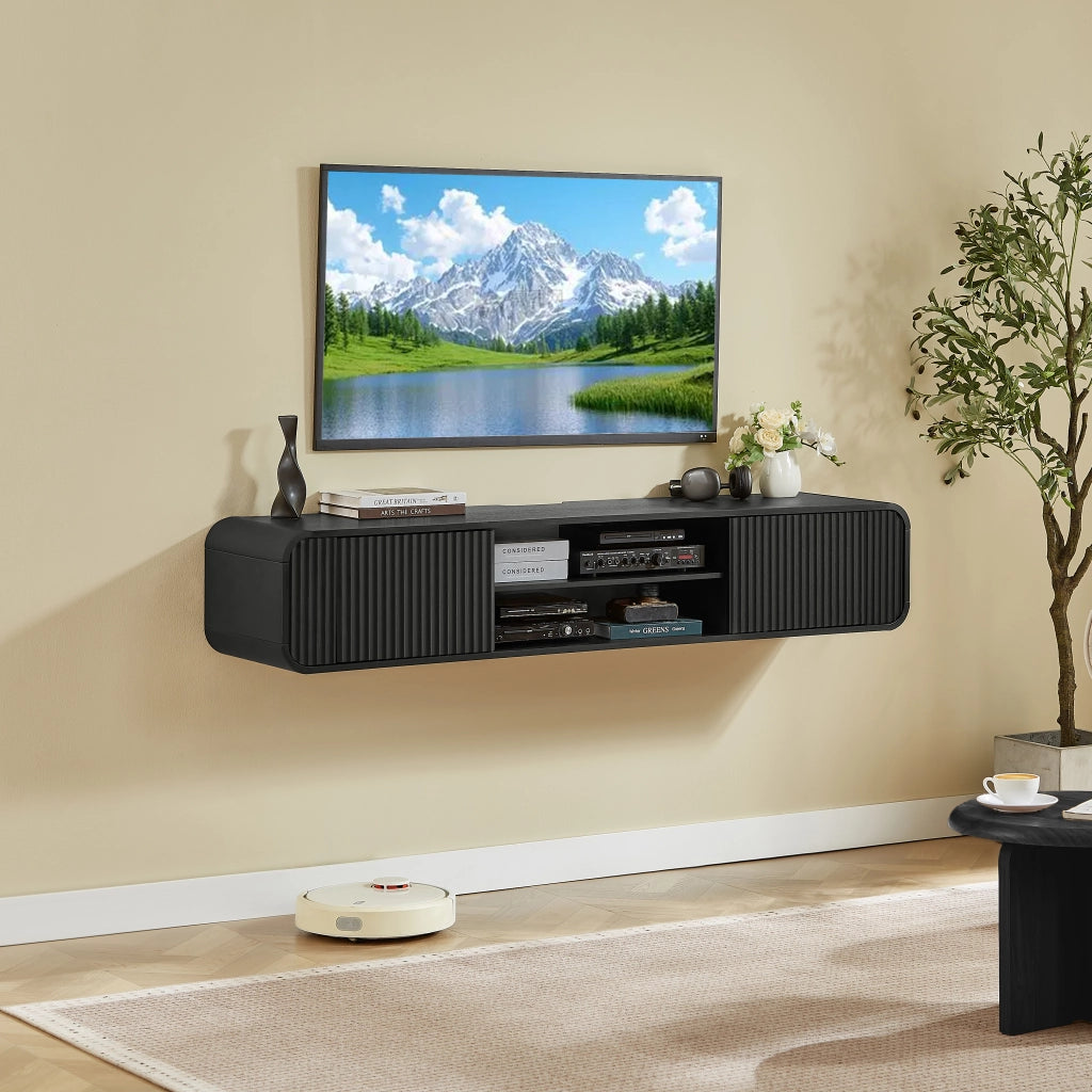 Mobile TV sospeso da parete nero 160 cm