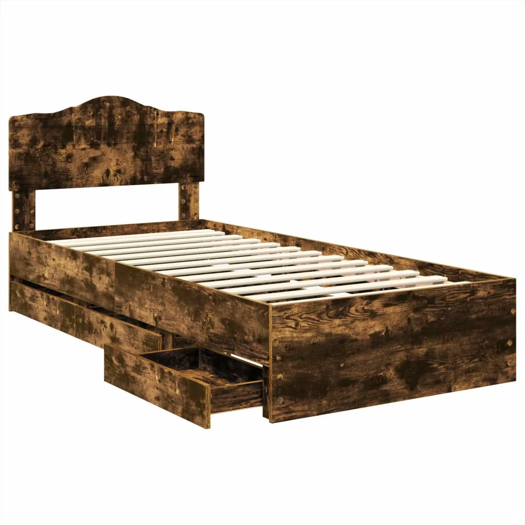 Struttura del letto con cassetto Rovere fumé 90 x 200 cm 3413044