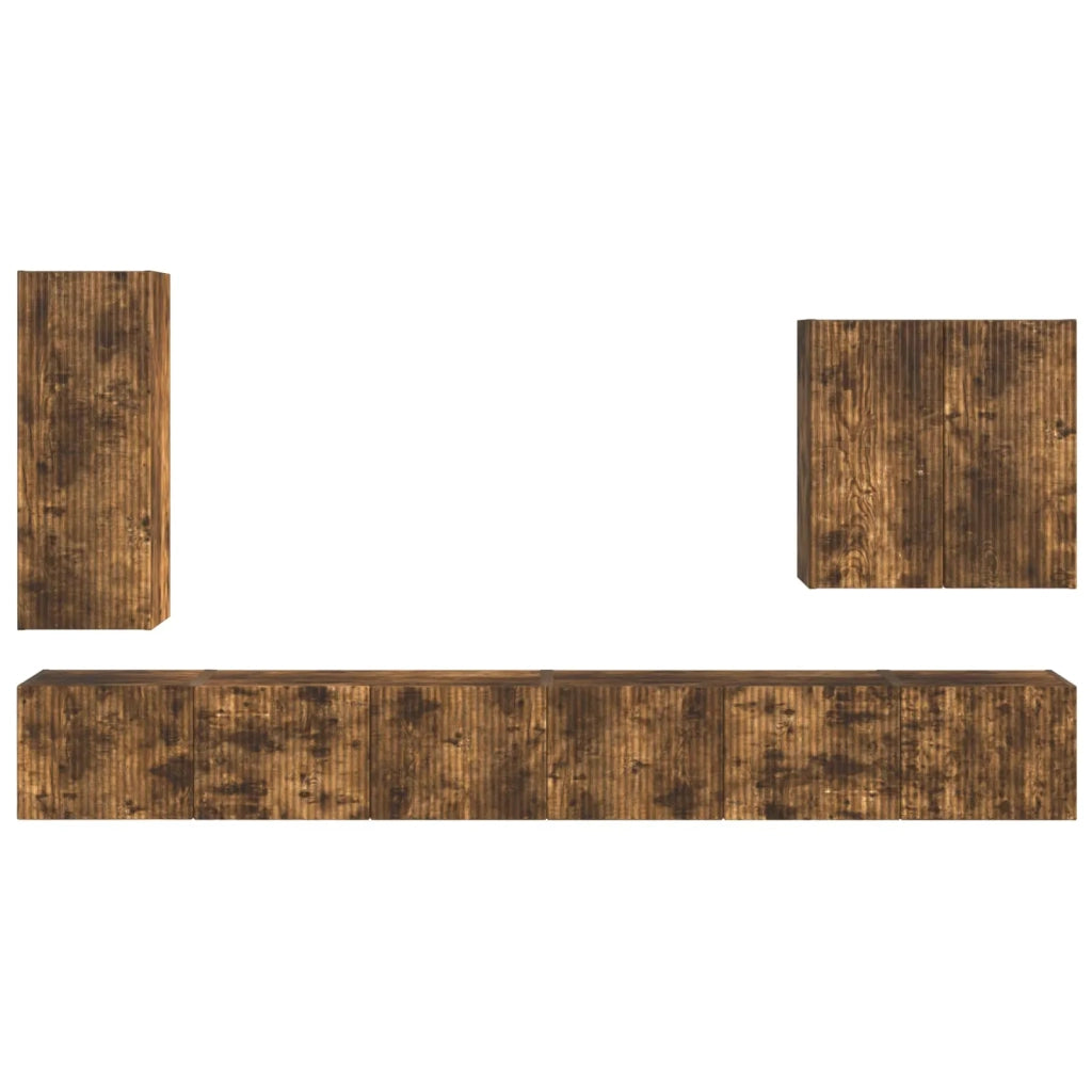 Set di Mobiletto da TV a Parete 6 pcs Rovere fumé 3408948