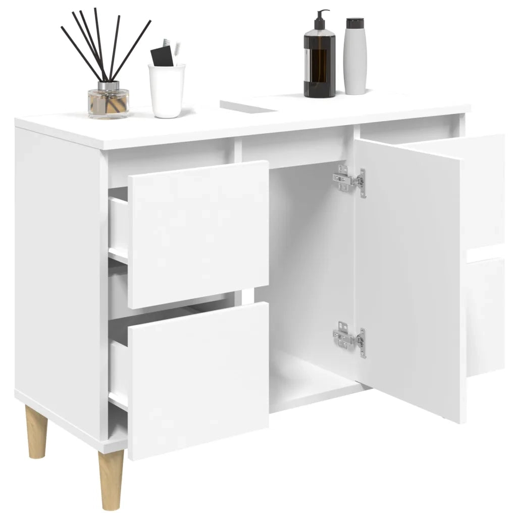 Mobile Lavabo Bianco 80x33x60 cm in Legno Multistrato 821268