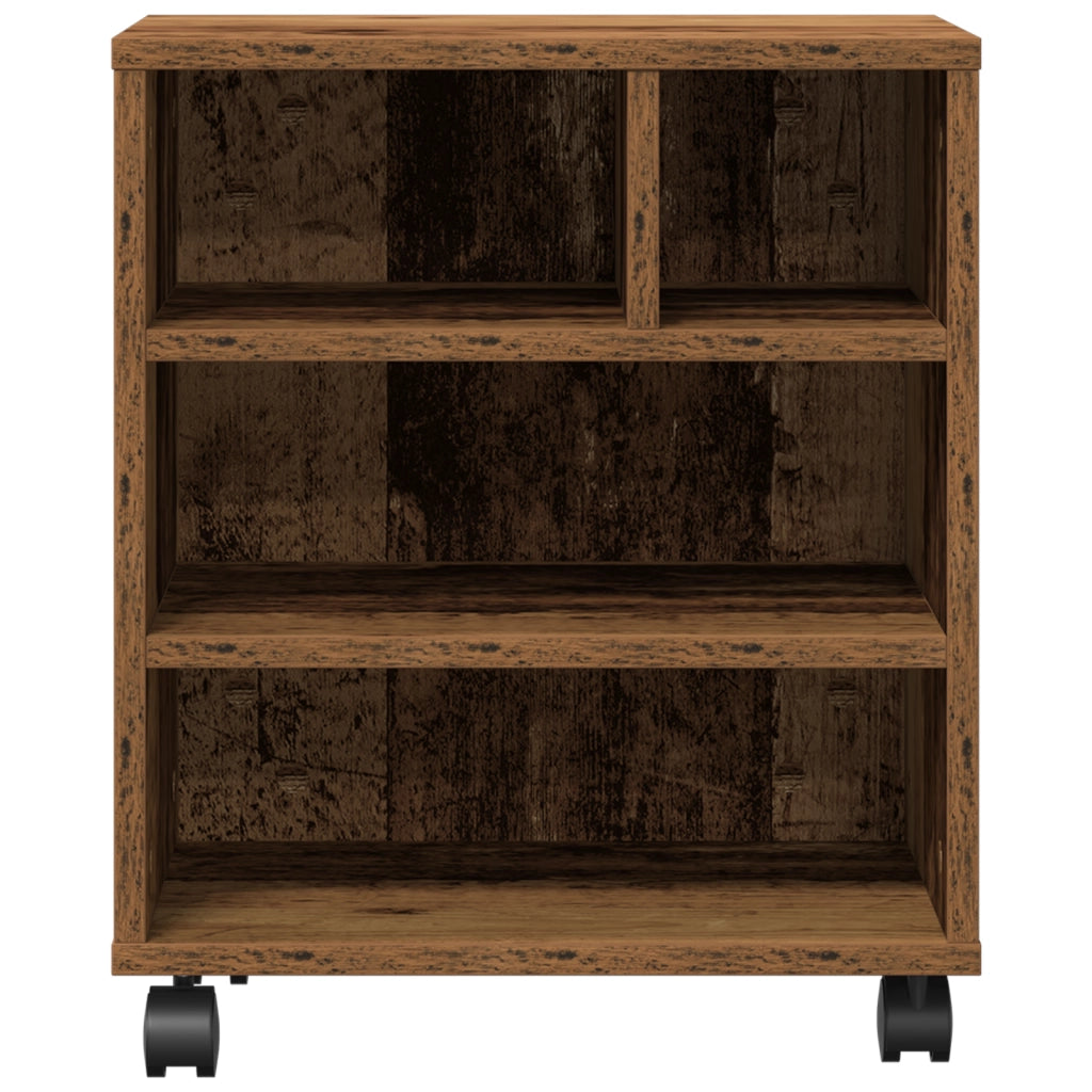 Stand per stampante  con ruote in legno vecchio 41x32x48 cm
