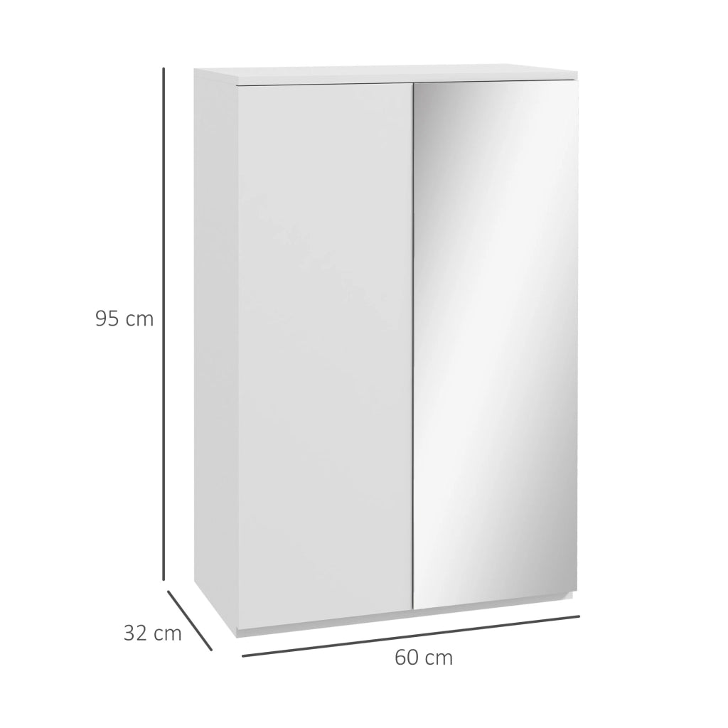 Scarpiera con Specchio e 5 Ripiani Regolabili ¨C zephmum ¨C 60x32x95 cm Bianco