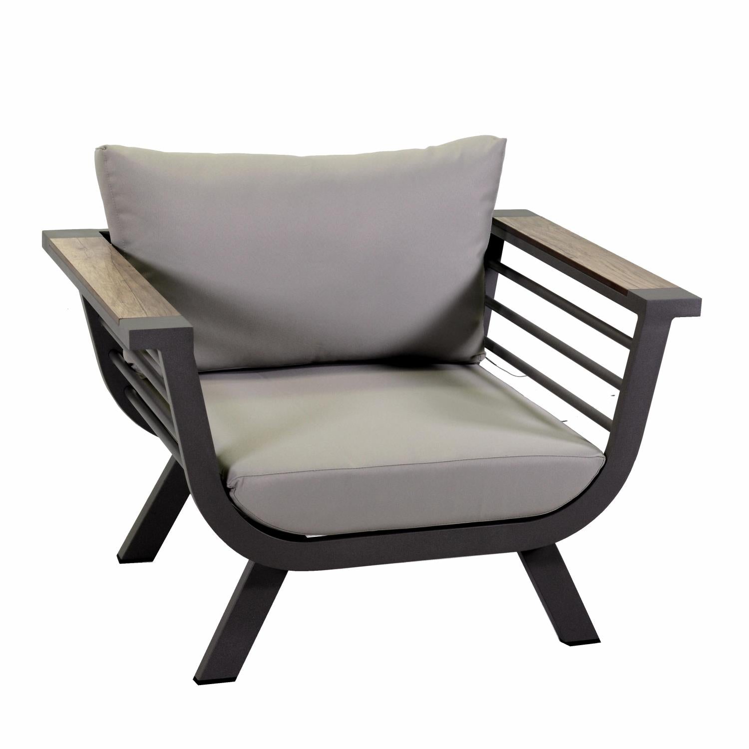 Set Salotto da Giardino 2 Poltrone e Tavolino in Alluminio Riverside Tortora