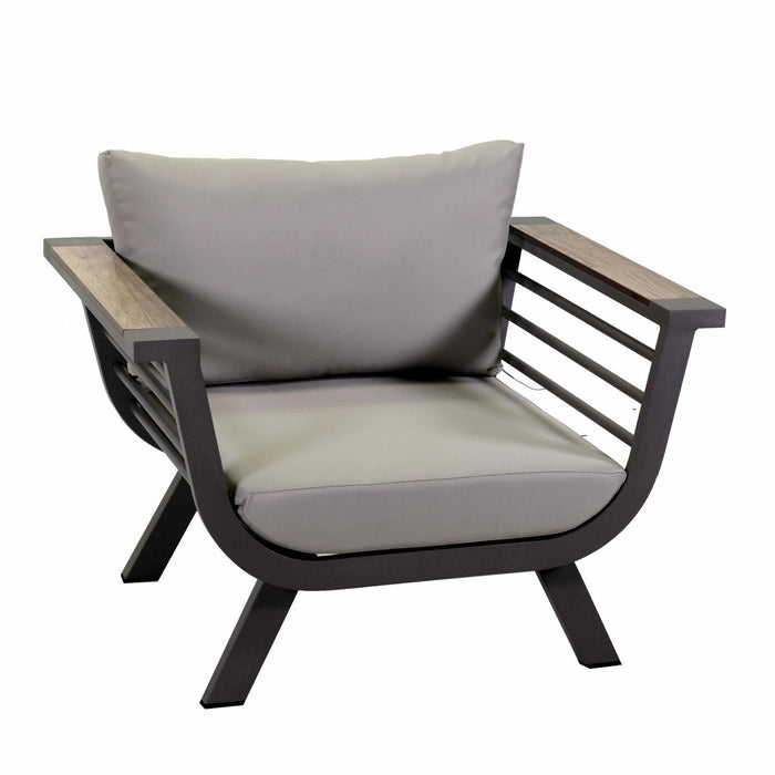 Set Salotto da Giardino 2 Poltrone e Tavolino in Alluminio Riverside Tortora