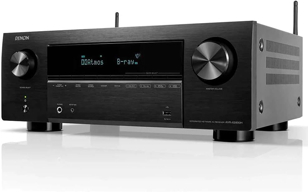 Denon AVR-X2800H ricevitore AV 7.2 canali, amplificatore HiFi con Dolby Atmos, DTS:X, 6 ingressi HDMI e 2 uscite, 8K HDMI, Bluetooth, WLAN, AirPlay 2, HEOS Mulitroom, compatibile con Alexa, nero