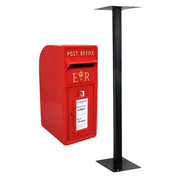 Cassetta Postale per le Lettere in Stile Britannico Inglese in Ghisa da Esterno Bocchetta Lettere Standard UK - con Piedistallo - Rosso