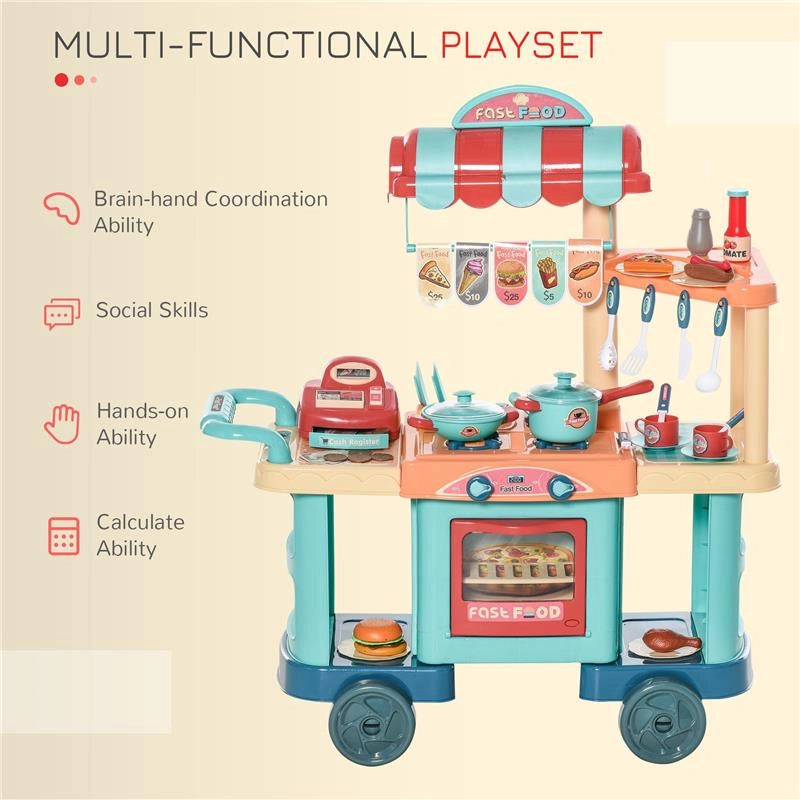 CUCINA GIOCATTOLO PER BAMBINI 3-6 ANNI CON 50 ACCESSORI INCLUSI