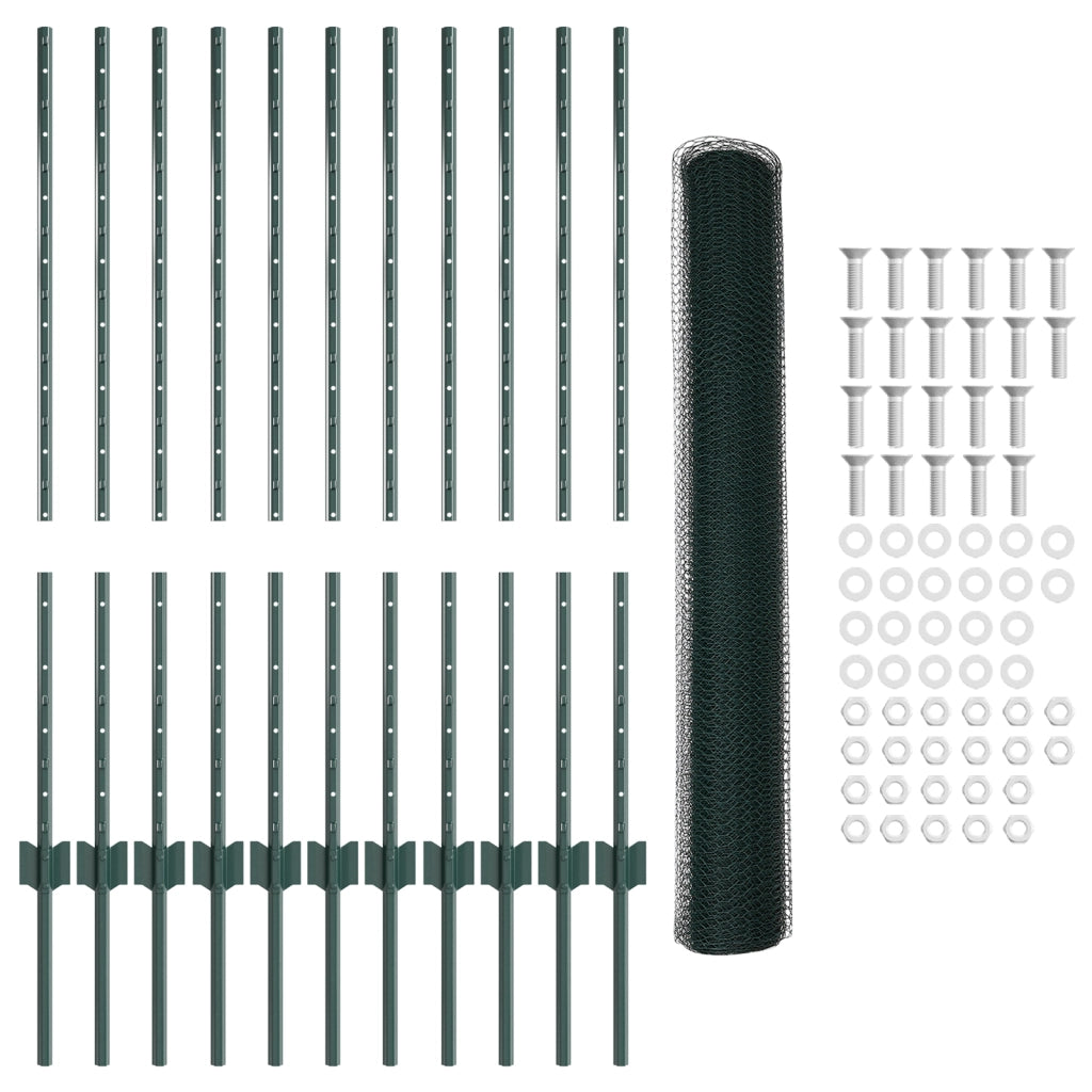 Set di Recinzione da Giardino Set di 2 Verde Metallo, Plastica