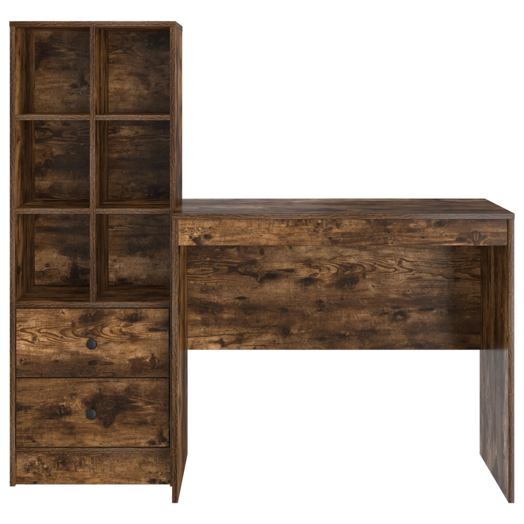 Scrivania con archiviazione in rovere affumicato, legno ingegnerizzato
