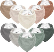 Set di fasce per neonati | Faccia triangolare | Foulard mousseline per collo | Adattabile | Uomini e bambini | 10 pezzi