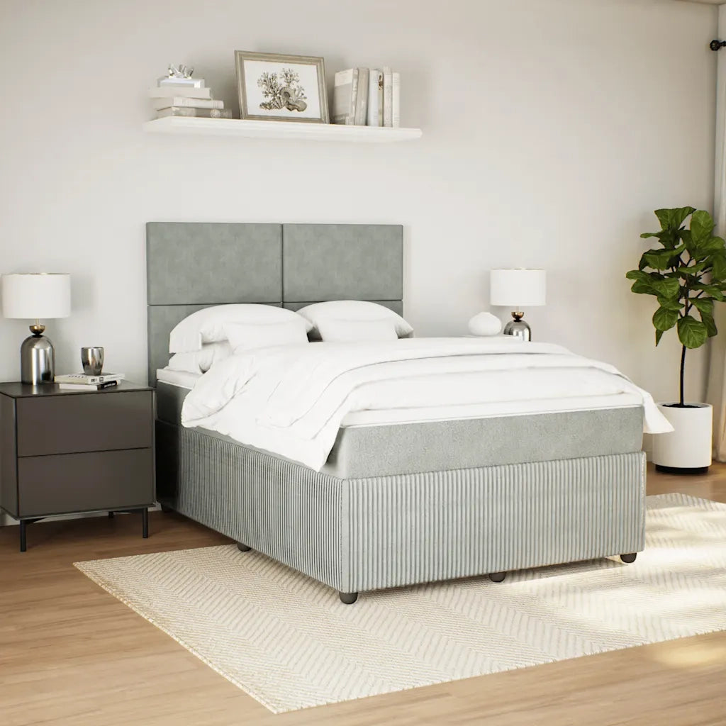 Giroletto a Molle con Materasso Grigio Chiaro 140x200cm Velluto 3294652